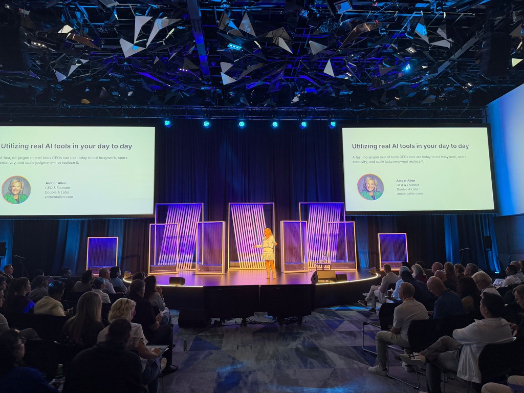Amber Allen keynote speaking on the main stage